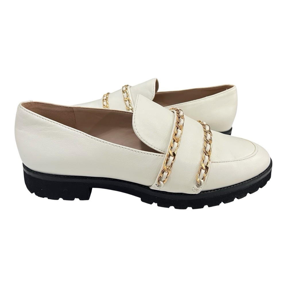 KARL LAGERFELD Irene‎ Loafers Beige Leather Platform Shoes Womens 8